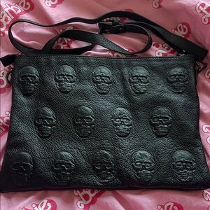 Black Skull Embossed Crossbody Bag